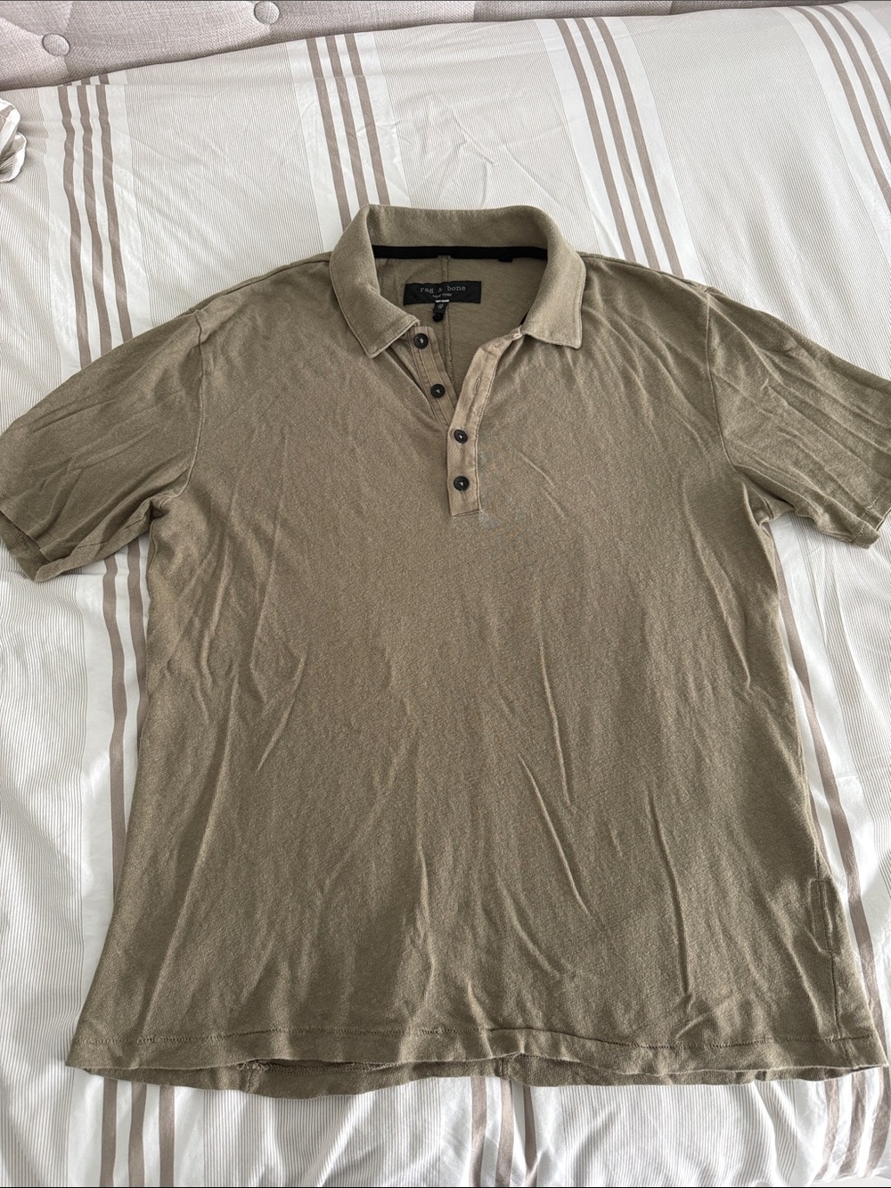 100% Cotton rag & bone Pale Olive Green Men’s Polo T-Shirt